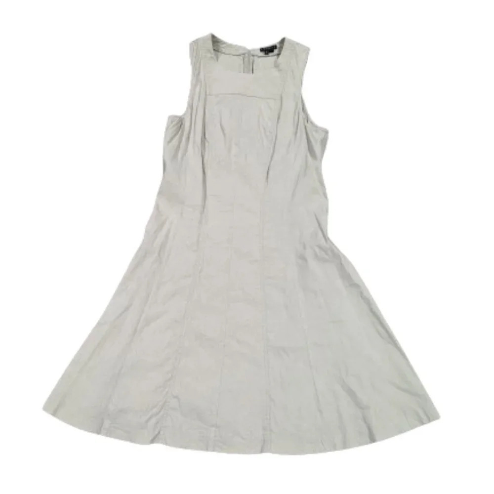 Theory Dress Linen Blend Tan Scoop Neck Sleeveless Mini Dress Size 10